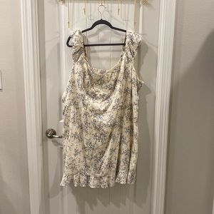 Old Navy Cream Cotton Midi Dress Floral Print Plus Size 4X NWT